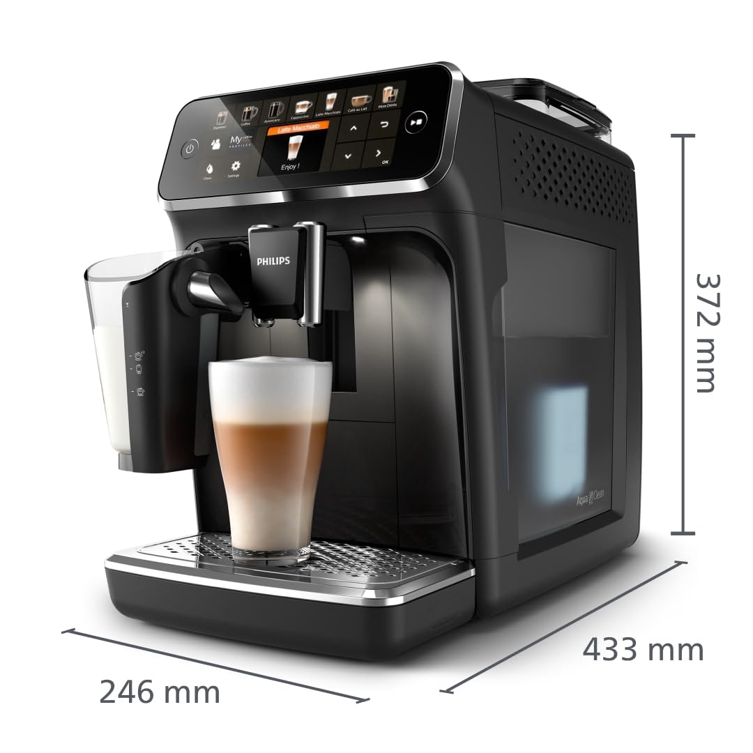Philips 5400 Series Kaffeevollautomat – EP5441/50, LatteGo Milchsystem, 12 Kaffeespezialitäten, Mattschwarz