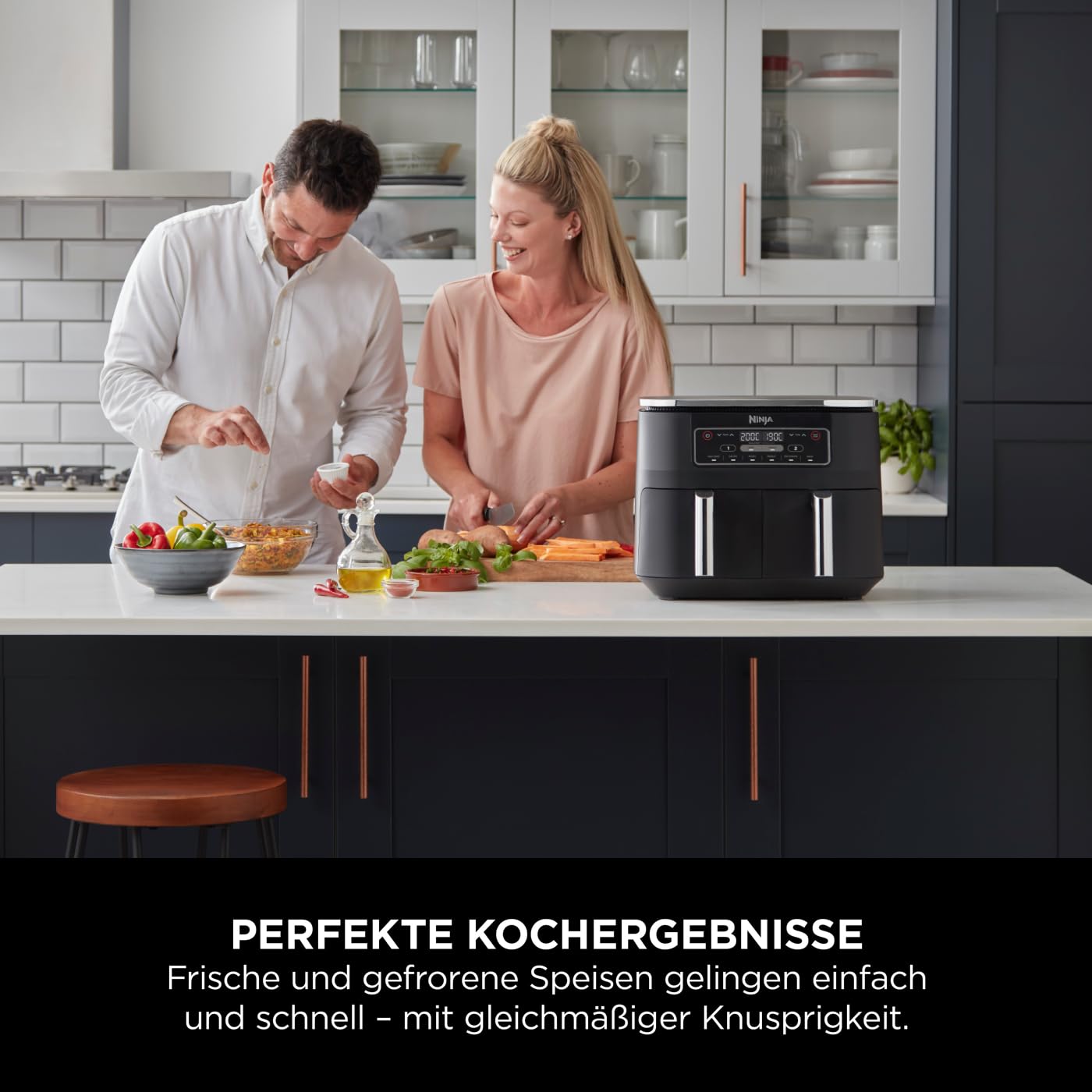 Ninja Foodi Dual Zone Airfryer 7,6 L AF300EU – 2 Fächer, 6-in-1 Funktionen, Antihaft, Schwarz