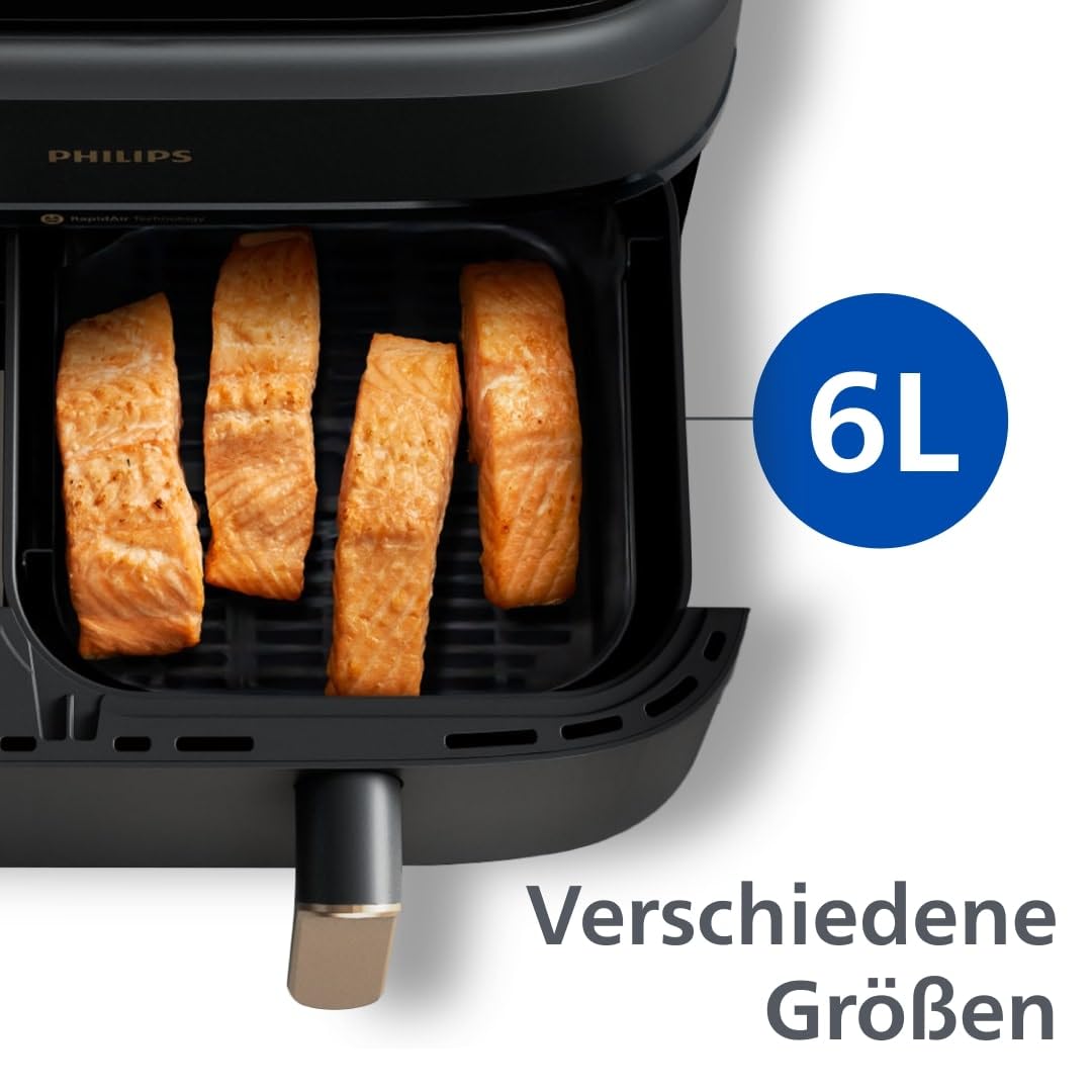 Philips Airfryer Dual Basket Serie 3000 9 L – NA352/00, 2 Körbe, 12-in-1, RapidAir Plus