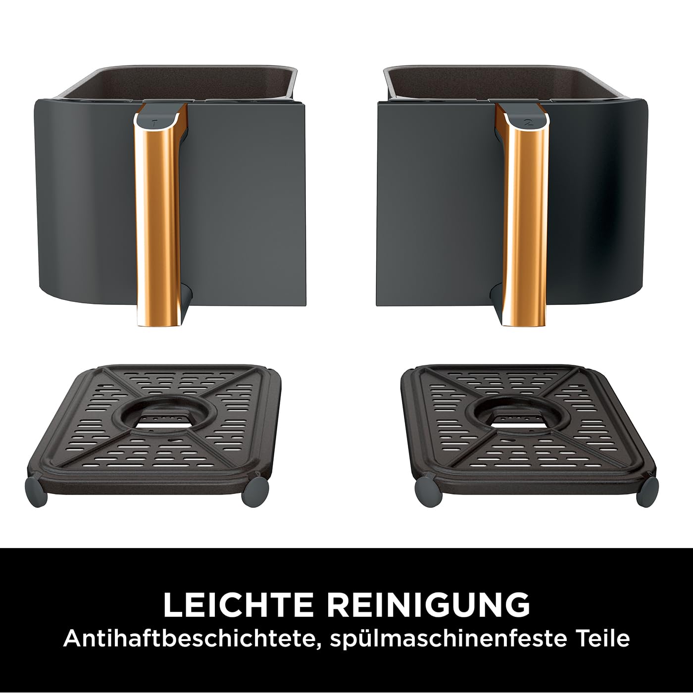 Ninja Foodi MAX Dual Zone Airfryer 9,5 L – AF400EUCP, 6-in-1, 2 Fächer, Antihaft, Kupfer/Schwarz