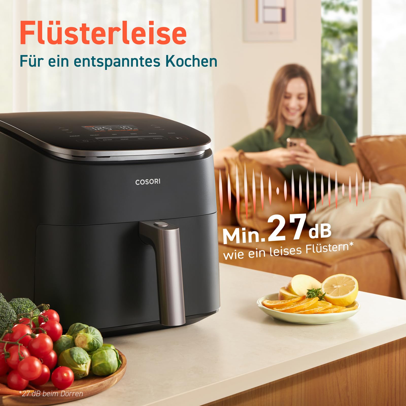 COSORI TurboBlaze Heißluftfritteuse 6L – 9-in-1 Airfryer, leiser DC-Motor, 5 Gebläsestufen, 64 % energiesparend
