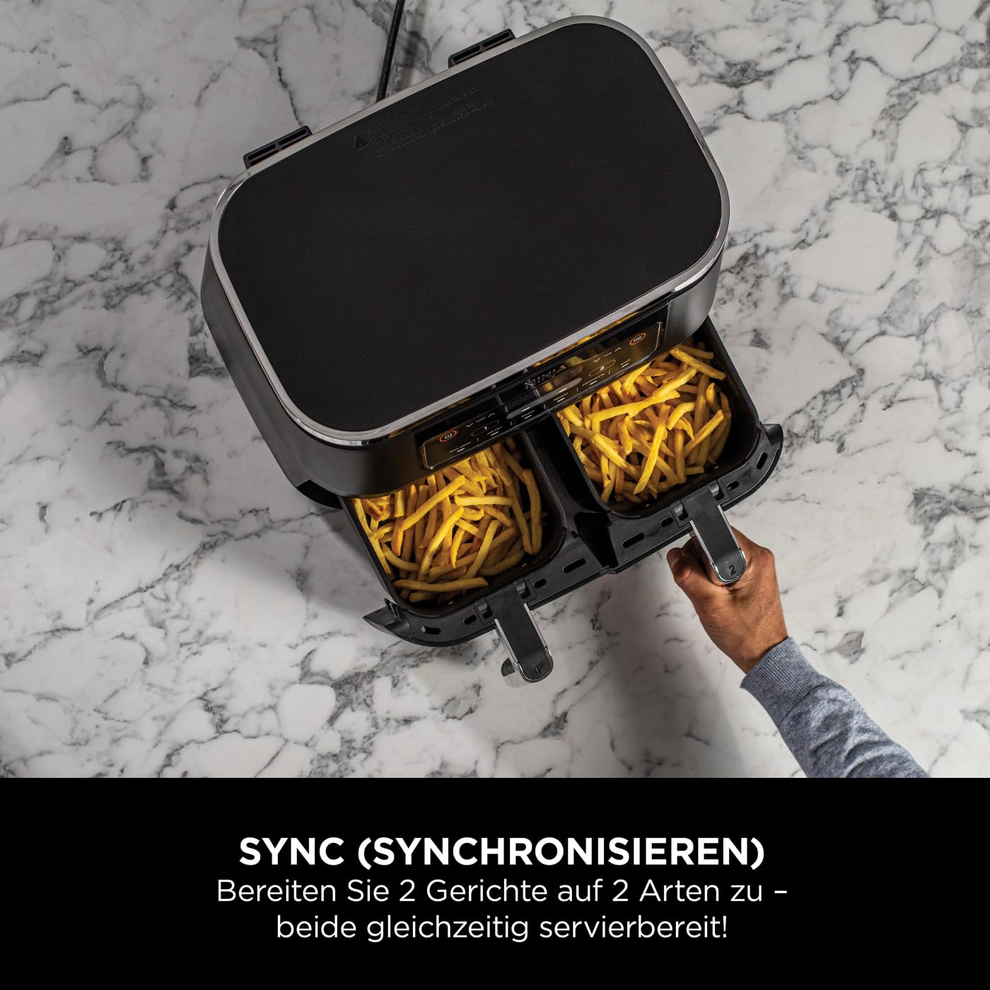 Ninja Foodi Dual Zone Airfryer 7,6 L AF300EU – 2 Fächer, 6-in-1 Funktionen, Antihaft, Schwarz