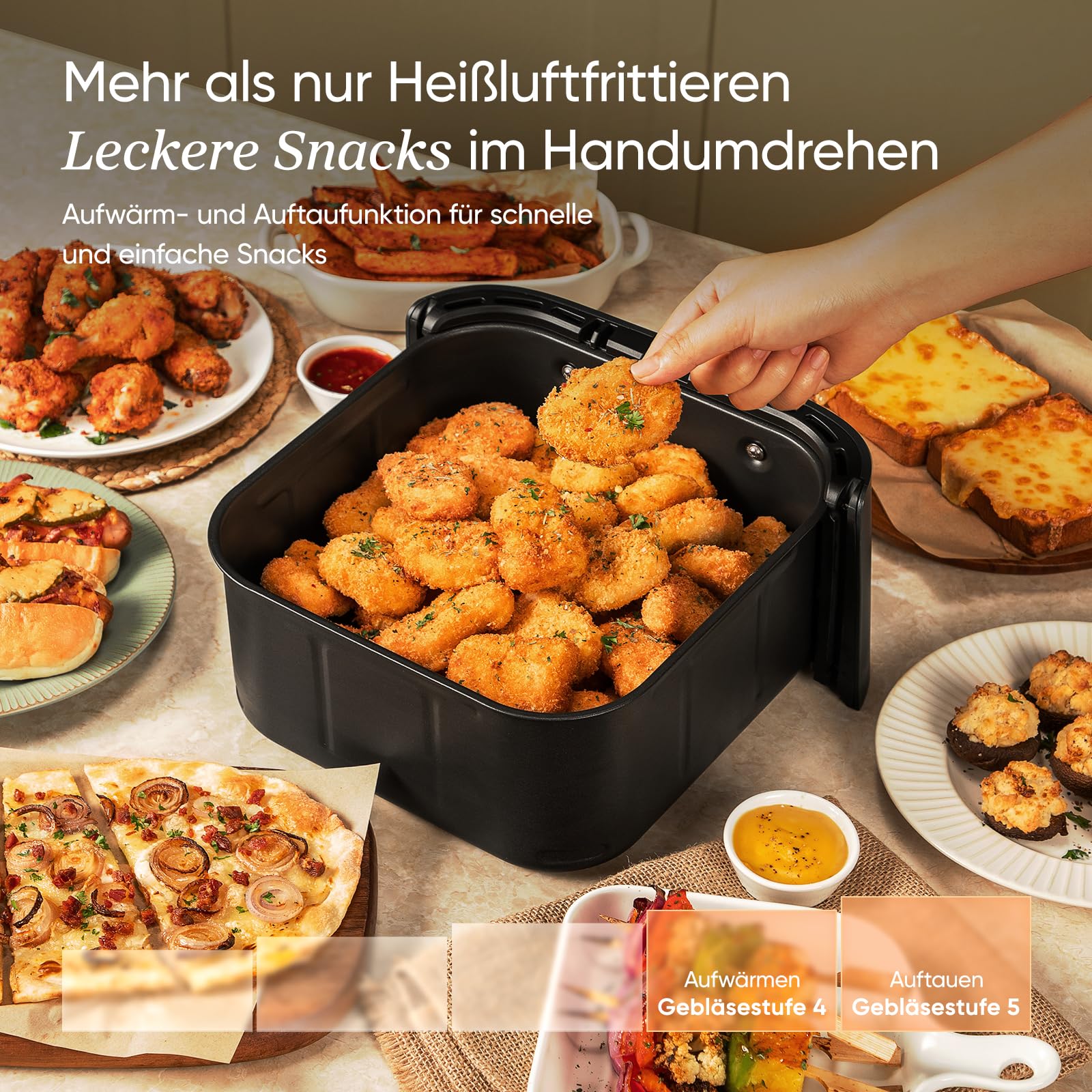 COSORI TurboBlaze Heißluftfritteuse 6L – 9-in-1 Airfryer, leiser DC-Motor, 5 Gebläsestufen, 64 % energiesparend
