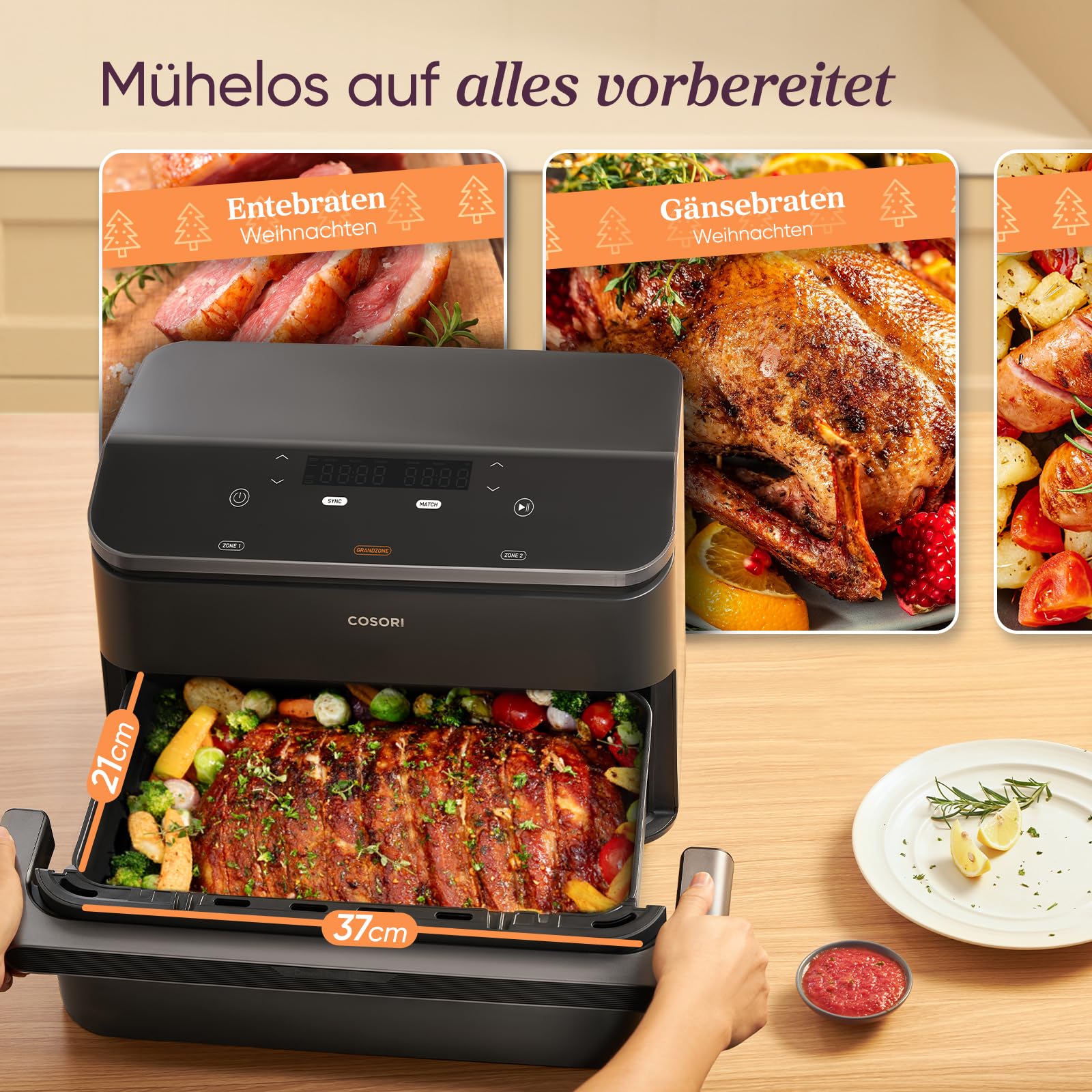COSORI TwinFry Dual Blaze Airfryer 10L – 2 Kammern, 4 Heizrohre, 240°C, App & Rezepte