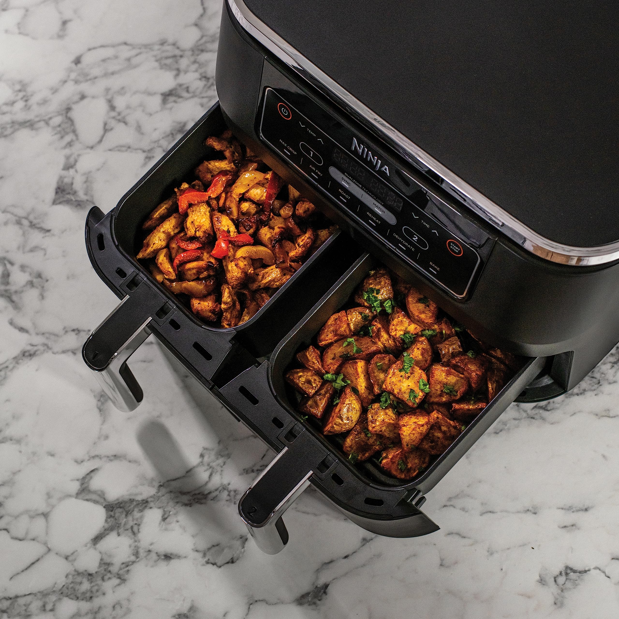 Ninja Foodi Dual Zone Airfryer 7,6 L AF300EU – 2 Fächer, 6-in-1 Funktionen, Antihaft, Schwarz