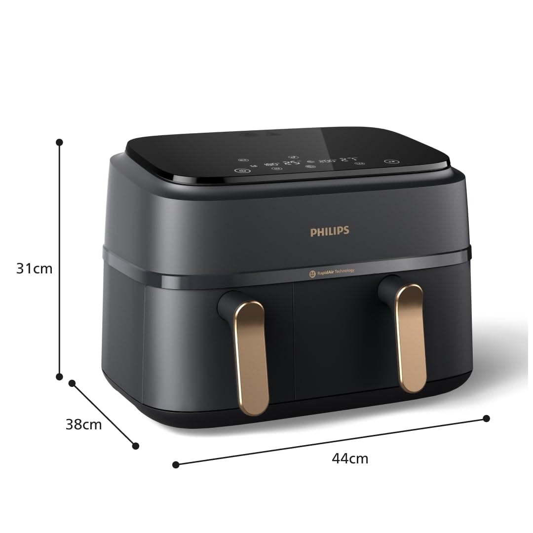 Philips Airfryer Dual Basket Serie 3000 9 L – NA352/00, 2 Körbe, 12-in-1, RapidAir Plus
