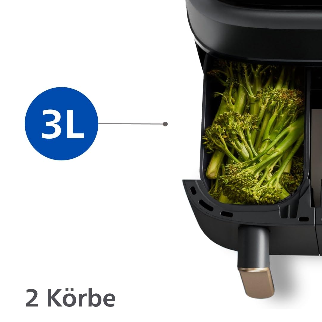 Philips Airfryer Dual Basket Serie 3000 9 L – NA352/00, 2 Körbe, 12-in-1, RapidAir Plus