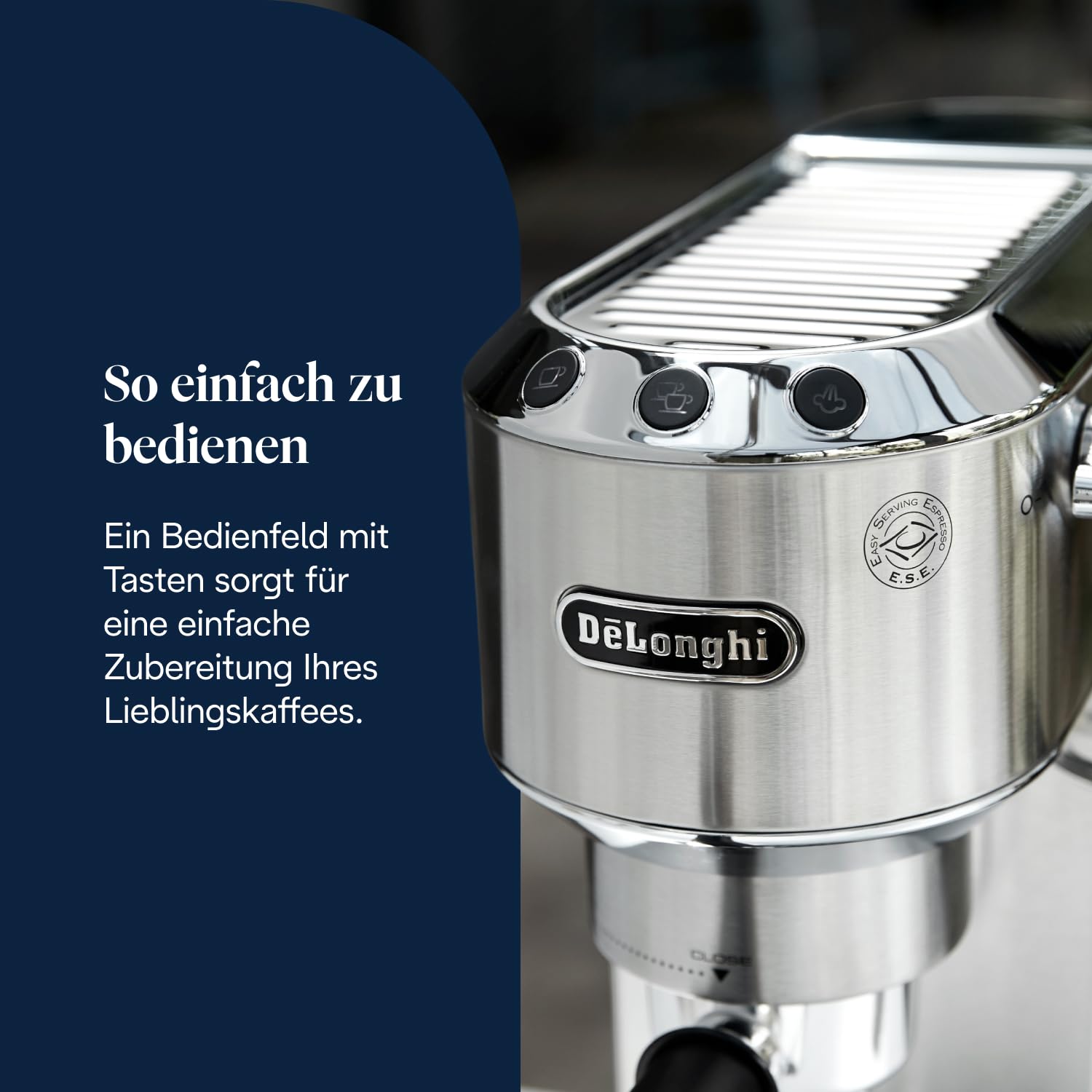 De'Longhi Dedica Style EC685.M – Kompakte Siebträgermaschine, Thermoblock, manueller Milchaufschäumer, Metall