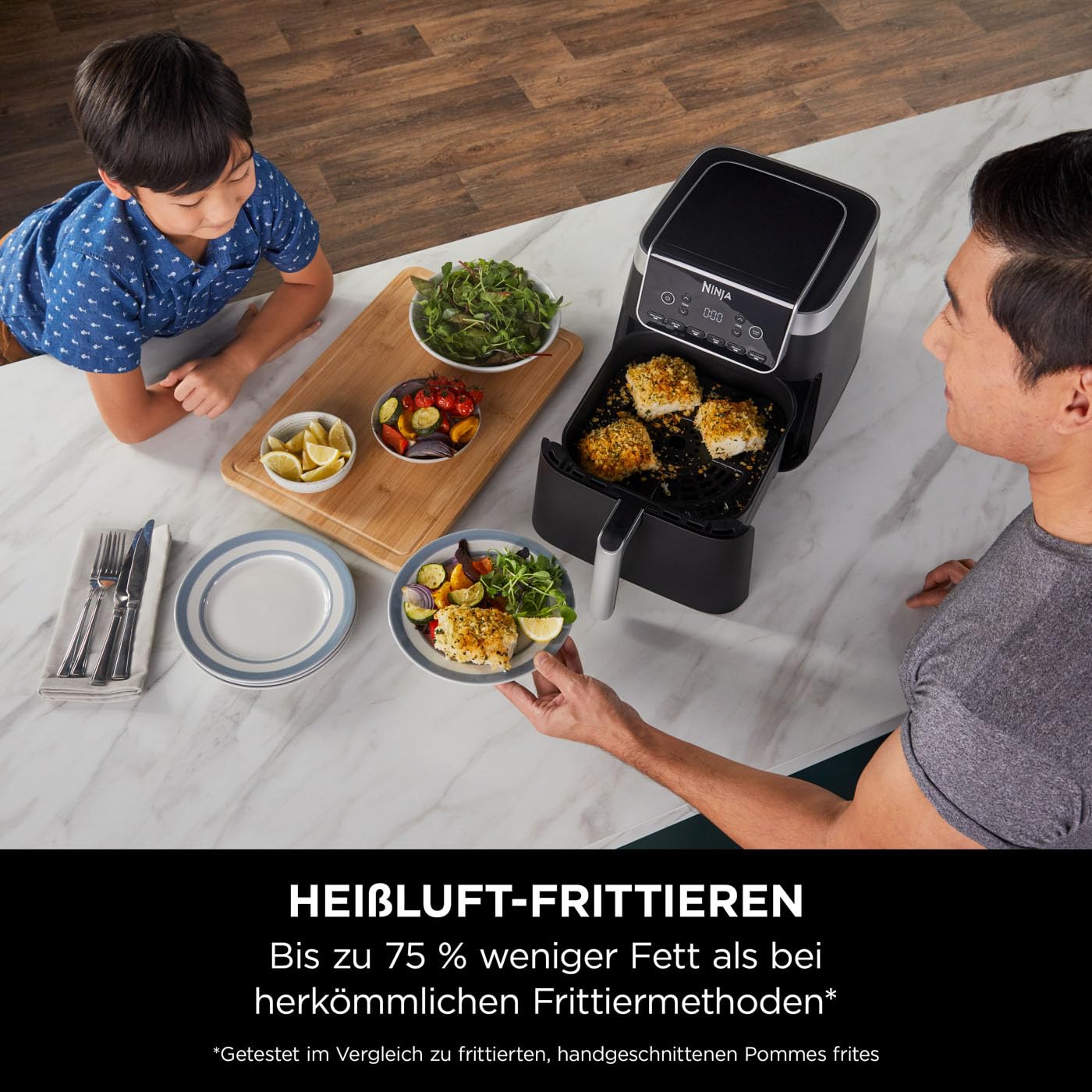 Ninja Air Fryer MAX PRO 6,2 L – 6-in-1 Heißluftfritteuse, Antihaft, spülmaschinenfest, Grau