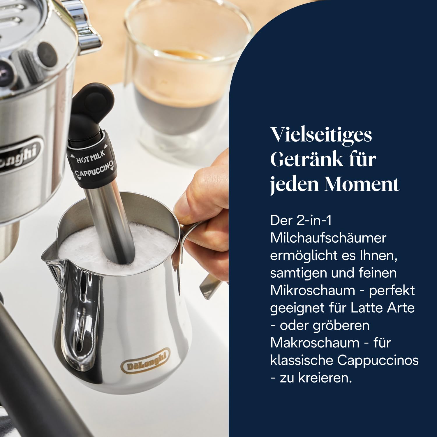 De'Longhi Dedica Style EC685.M – Kompakte Siebträgermaschine, Thermoblock, manueller Milchaufschäumer, Metall