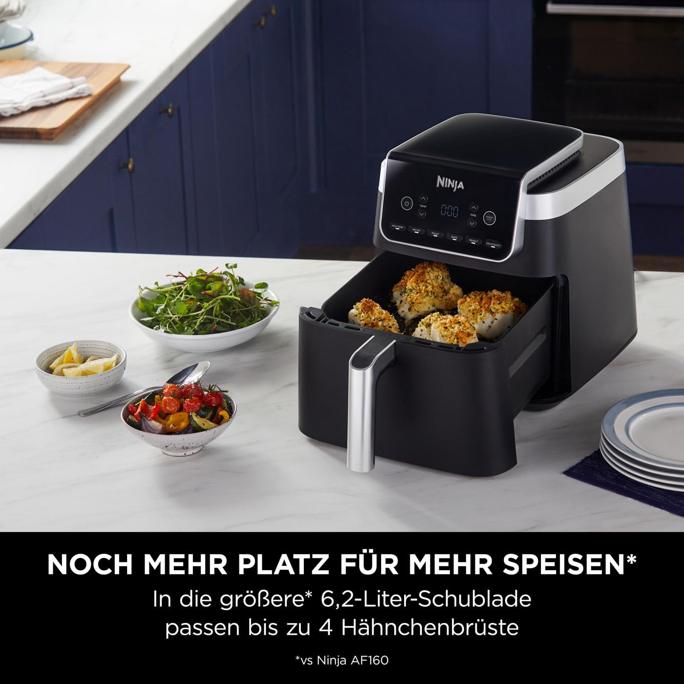 Ninja Air Fryer MAX PRO 6,2 L – 6-in-1 Heißluftfritteuse, Antihaft, spülmaschinenfest, Grau