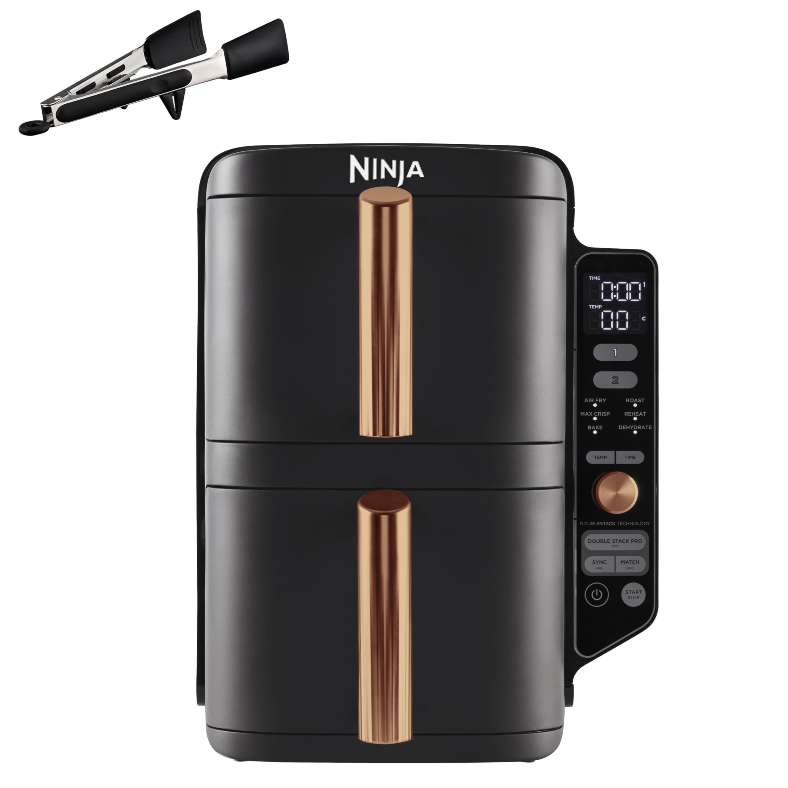 Ninja Double Stack XL Airfryer – 9,5 L, 2 Schubladen vertikal, 4 Ebenen, 6-in-1, Schwarz/Kupfer, SL400EUCP